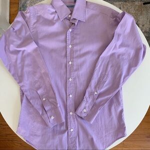 Seize Sur Vingt Men’s Purple Check Button Dress Shirt Neck 15.5”